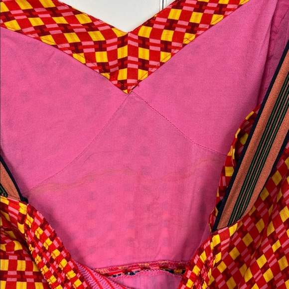 Maeve Anthropologie Maxi 6 Colorblock Straps Side Zip Lined Handkerchief Hem EUC - Picture 12 of 14